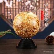 🔺【臺灣出貨】招財轉運球 水晶球 風水金箔球 招財擺飾 開運聚財 風水球擺件 開運小物 鎮宅招財小物 風水擺件