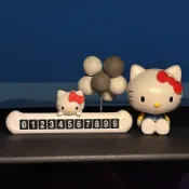 汽車臨時停車號碼牌 車用號碼牌 hellokitty挪車電話牌高級感汽車臨時停車號碼牌可愛女移車電話牌 停車卡 停車牌