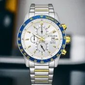 CITIZEN 星辰錶 限量 賽車三眼計時手錶 男錶 白色 44mm/AN3686-53A 手錶 光動能錶 聖誕節 禮物