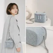 (店+)【LEEHER】盒子小方包/化妝盒包/迷你包/小香風/菱格包/斜背包/肩背包/包包/復古百搭/可愛包包/鍊條背包