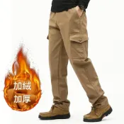 (店+)棉褲男生大尺碼秋冬天加厚保暖褲子多口袋寬鬆刷毛運動褲透氣吸濕排汗工裝褲直筒褲休閒長褲男裝下著