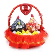 【有聲】布雞-大(紅) / 帶路雞 提籃帶路雞 多子多孫 結婚 歸寧 入厝 J8820【B＆B幸福雜貨】