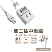 【可超取】生活雜貨｜一開二插 中繼延長線 延長線 高阻燃防火材質 過載自動斷電保護 BSMI認證 (1.2M／1.8M)