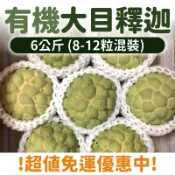 【台灣好農】預購優惠【安果園】有機大目釋迦-6公斤（8-12粒大小混裝）