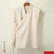 【點绛唇】中國風亞麻背心男無袖坎肩改良漢服古裝棉麻唐裝中式男裝斜襟上衣挺版 無袖背心 素面背心 夏日套裝 運動背心 短褲