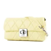 【KATE SPADE】Carey 絎縫菱格紋旋鈕翻蓋鍊帶斜背包-萊姆黃