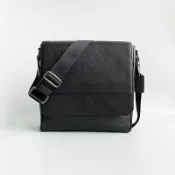 美國百分百【全新真品】COACH 皮包 肩背包 斜背包 側背包 磁鐵翻蓋 皮革 男包 專櫃精品 黑色 CD34
