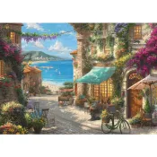 59624 1000片歐洲進口拼圖 SCH 繪畫風景 義大利 海邊 咖啡 花店 Thomas Kinkade