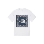  (店+)【The North Face】NT7UN29B 北面 腰果花系列 Logo字母印花寬鬆舒適圓領短袖T恤 男女同款 白黑色