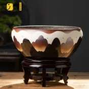 時尚家居 免運 特惠/附發票 魚缸 盆 水缸 景德鎮陶瓷魚缸陽臺花架碗蓮花盆庭院荷花缸金魚缸烏龜盆水養植物工廠直銷 店長推薦 售後保障 全館折扣 5s722