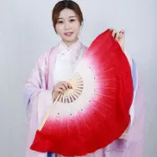 【源一商社】扇子 手持扇 折扇 折疊扇 飄扇 舞蹈扇 中國風 真絲跳舞扇子舞蹈扇雙面漸變秧歌舞扇子成人廣場舞壹對二人轉扇子