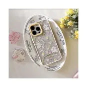(店+)【Twinko】獨家設計 法式花園鬱金香兔兔*客製化款-粉嫩配色邊條手機殼/客製化姓名iPhone15 14 13-CA1858(手機殼/鬱金香兔兔/防摔殼/保護殼)