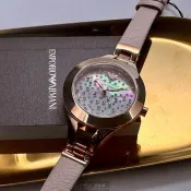ARMANI 阿曼尼女錶 34mm 玫瑰金圓形精鋼錶殼 貝母貝母錶面款 AR00089