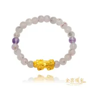 【金喜飛來】黃金手鍊金貔貅滿超七6mm水晶串(0.23錢±0.03)
