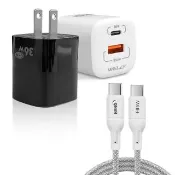 【WELLY】36W氮化鎵GaN PPS雙孔迷你充電器+65W Type-C to Type-C 傳輸充電線1M(1A1C)