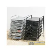 (店+)【安安家具】收納架 置物架 鐵藝多層A3帶抽屜文件架 收納車A4資料櫃 雜物整理櫃 檔案分類框 好用置物架 抽屜文件架