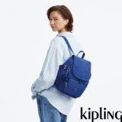 『猴子包』Kipling (網路獨家款)熾藍色拉鍊掀蓋後背包-CITY PACK S