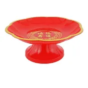台灣製  蓮花高腳敬果盤16/18/20cm 福祿壽禧 敬果盤 水果盤 中元 敬神 神明 祖先 虎爺 供盤 拜拜盤