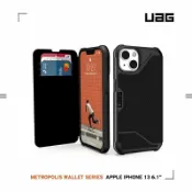 JUMP星球 強強滾p-美國軍規 UAG iPhone13 “6.1“ 翻蓋式耐衝擊保護殼-軍用黑