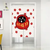 台灣出貨🌟日式nya驚訝貓咪花紋布藝門簾遮擋簾店鋪裝飾隔斷半簾免打孔布簾短門簾 擋煞 長門簾 一片式門簾兩片式