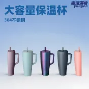 森活選物 【大容量冰霸杯】保溫杯 不鏽鋼杯 汽車杯 吸管杯 戶外隨行杯 40oz 手柄設計 長效保溫 防漏密封 車用杯架適用