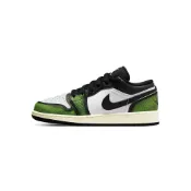 (店+)【Jordan】DO8244-003 Jordan Air Jordan 1 Low SE 皮革 爆裂紋舒適 低幫 兒童籃球鞋 白綠