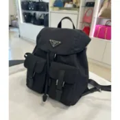 【美麗堡精品】PRADA OUTLET 1BZ677 全新小款 女款尼龍後背包 銀標 (黑色)現貨過季全新真品