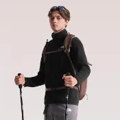 【The North Face】TNF 舒適保暖抓絨外套 M GLACIER FLEECE COLORBLOCKED JACKET - A 男 黑 (NF0A8FJ3JK3)
