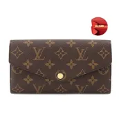 【  Louis Vuitton 路易威登  】M62236 經典Sarah系列Monogram帆布內裡拚色信封式長夾(紅色)