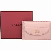 【BALLY】Belky 品牌字母壓紋牛皮卡片夾 零錢包-粉色(卡夾 名片夾)