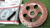清倉特價品-4吋砂輪機專用BOSCH中顆粒碳化鎢磨盤-適用樹木與磨防水PU與飄流木(漂流木)  清倉特價品--包裝如有些