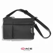 ACE BAGS & LUGGAGE CITY/DS 工裝風輕巧鋪棉光澤斜背包(灰黑色 6021209)