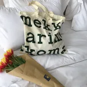 【台灣出貨】🔥免運 新品 特惠  芬蘭小眾Marimekko字母單肩帆布包大容量環保購物袋設計感可折迭