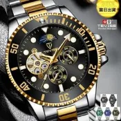 【可開發票】瑞士水鬼Tevise 奢華貴氣間金日月星辰自動機械錶手錶男錶　聖誕節情人節交換禮物
