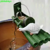 *陶瓷魚缸竹子流水器流水擺件diy 循環養魚竹筒過濾大水缸造景配件