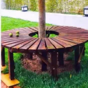 🍁防雨防曬 長椅🍁清倉外圍樹凳圍樹防腐木椅樹凳公園休閒座椅塑木花園樹圍圓形椅子