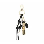 【FURLA 芙拉】FURLA 壓印LOGO IRIDE系列經典拱形吊飾鑰匙圈(金x黑)