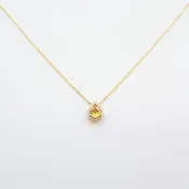 限量現貨 - 天然黃色剛玉 黃寶 水滴形 圍鑽 純 18K 黃金 項鍊