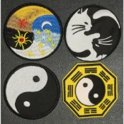 【哈狼族】服飾輔料/刺繡布貼/EMd/陰陽八卦系列 日月星辰 太極八卦燙布貼補丁貼鞋帽包包裝飾記事本DIY可燙可縫