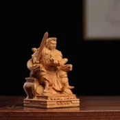 🌟臺灣熱賣🌟崖柏木雕刻真武玄天大帝人物神像手工藝品擺件家居汽車裝飾品 關聖帝君 中壇元帥 武財神 招財 招財擺飾 招