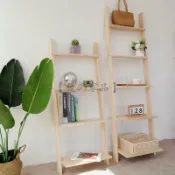 半屋 花架 【原木梯形置物架+】ins梯形置物架實木客廳牆角收納架多層陽臺花架北歐簡約落地書架