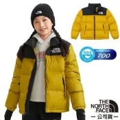 【The North Face】童/女 1996 RETRO NUPTSE 重磅拼接防潑水可收納保暖羽絨外套/ 7WQO-76S 黃/黑色
