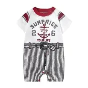 【Baby 童衣】任選 連身衣 假兩件海錨印花爬服 61022(紅)
