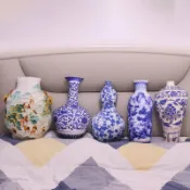 全球選品1館 生活百貨 青花瓷花瓶抱枕模擬印花家居擺件靠墊活動禮品風禮物柔軟舒適