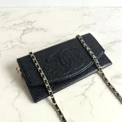 中古包 Chanel黑色魚子醬WOC單肩包 側背包 斜背包 長夾 皮革包