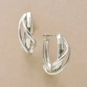 14K/10K 三線圈形耳環 (白金)