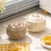 熱賣🔥豬油罐 豬油罐帶蓋 大容量油罐 儲油罐 廚房油罐 油罐 陶瓷豬油罐罈子大容量家用耐高溫辣椒油罐家用鹽罐葷油罐調味