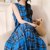 【K.W.】韓國空運輕棉麻奢華典藏高品質免穿搭洋裝(小香風/輕量涼感/洋裝/休閒/日系/通勤/渡假)
