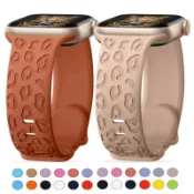 雕刻豹紋矽膠錶帶兼容 Apple Watch Ultra 3 2 1 49mm Series 11 10 46mm 45