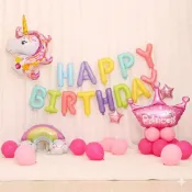 (店+)【台灣現貨】獨角獸氣球 鋁箔氣球套裝 小馬 動物 字母 生日氣球 派對佈置 慶生 玩具 生日佈置 兒童生日禮物 週歲